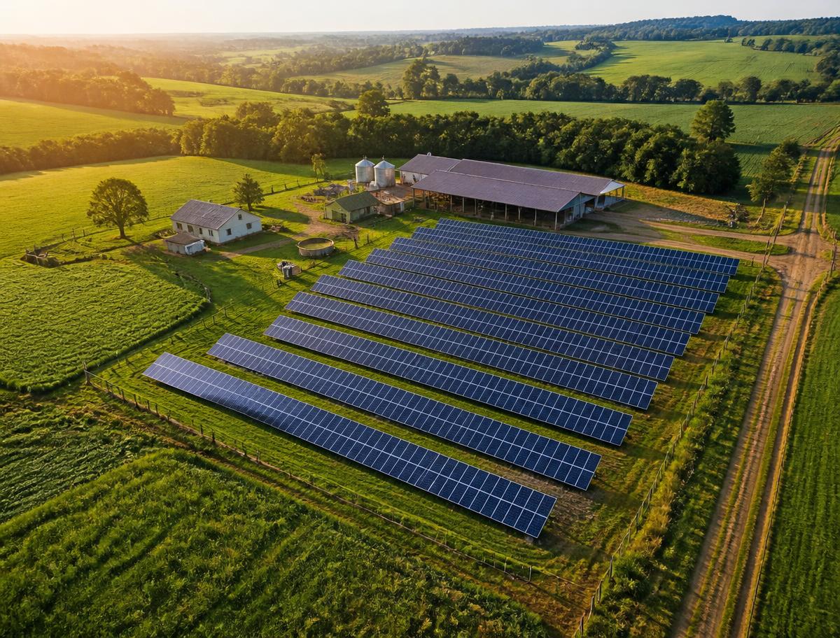 Painéis solares instalados em área rural